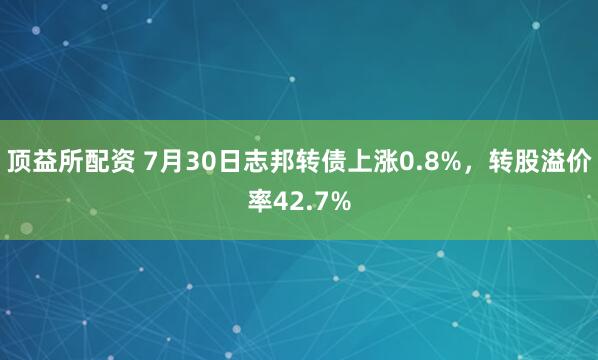 顶益所配资 7月30日志邦转债上涨0.8%，转股溢价率42.7%